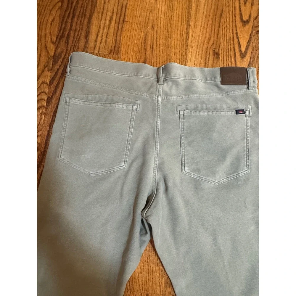 Faherty Brand Mens 5-Pocket Straight Leg Pants Sage Green Grey 38x30 - Picture 10 of 16